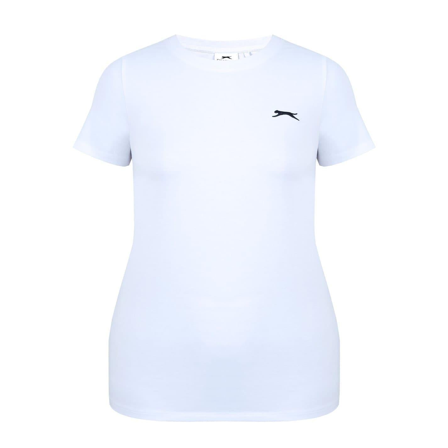 White - Front - Slazenger Womens-Ladies Plain Crew Neck Fitted T-Shirt