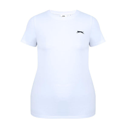 White - Front - Slazenger Womens-Ladies Plain Crew Neck Fitted T-Shirt
