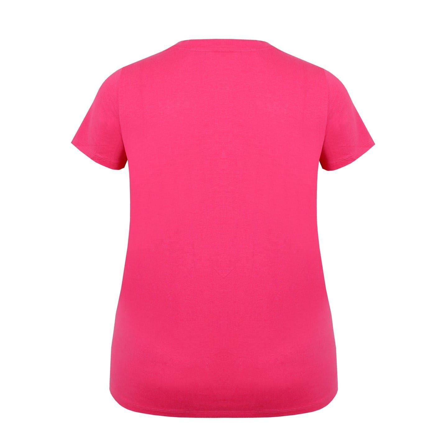 Bright Pink - Back - Slazenger Womens-Ladies Plain Crew Neck Fitted T-Shirt
