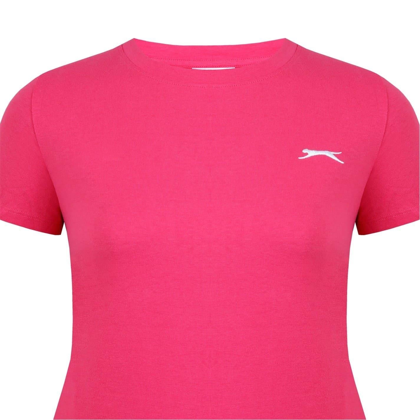 Bright Pink - Lifestyle - Slazenger Womens-Ladies Plain Crew Neck Fitted T-Shirt