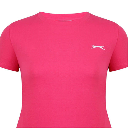 Bright Pink - Lifestyle - Slazenger Womens-Ladies Plain Crew Neck Fitted T-Shirt