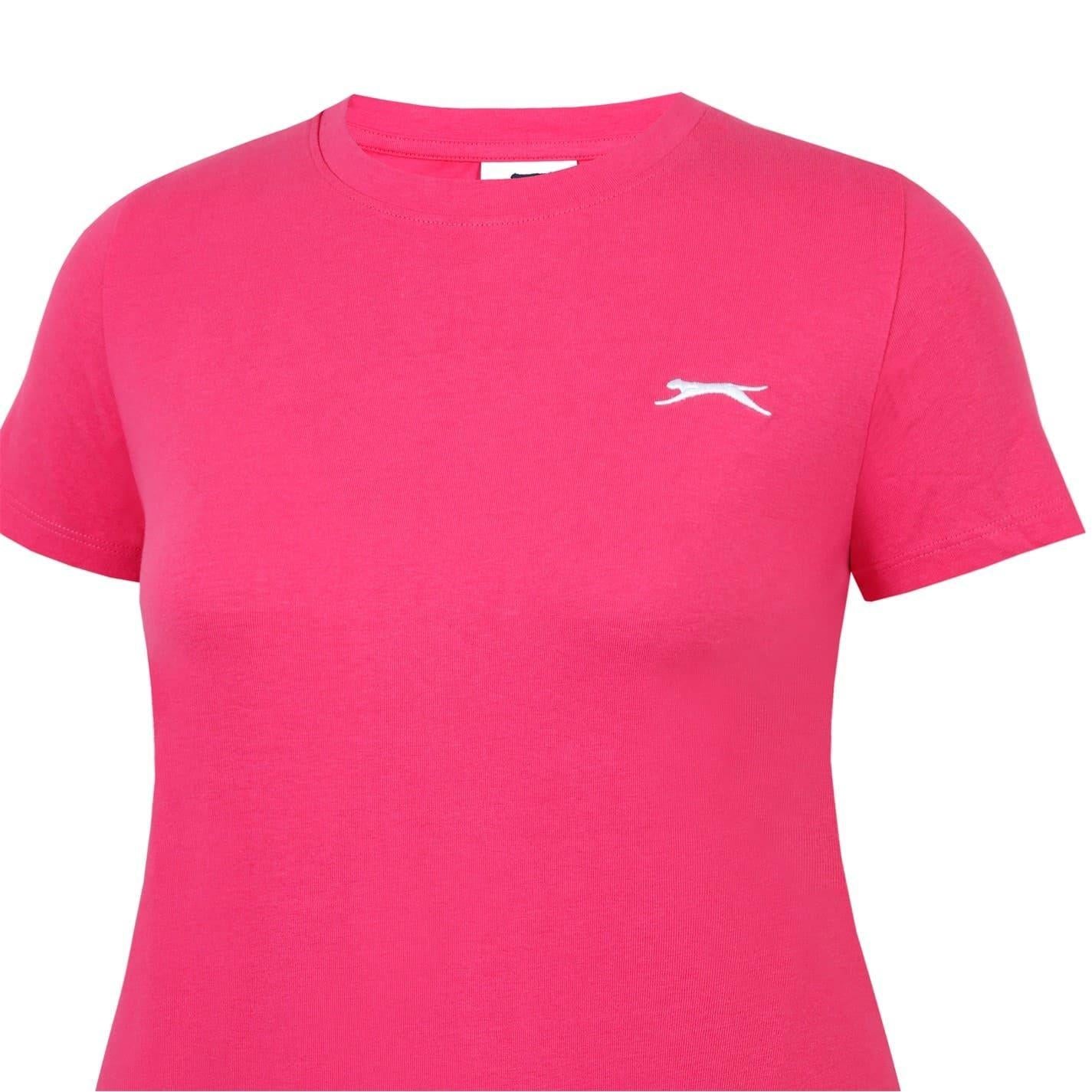 Bright Pink - Pack Shot - Slazenger Womens-Ladies Plain Crew Neck Fitted T-Shirt
