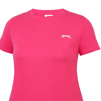 Bright Pink - Pack Shot - Slazenger Womens-Ladies Plain Crew Neck Fitted T-Shirt