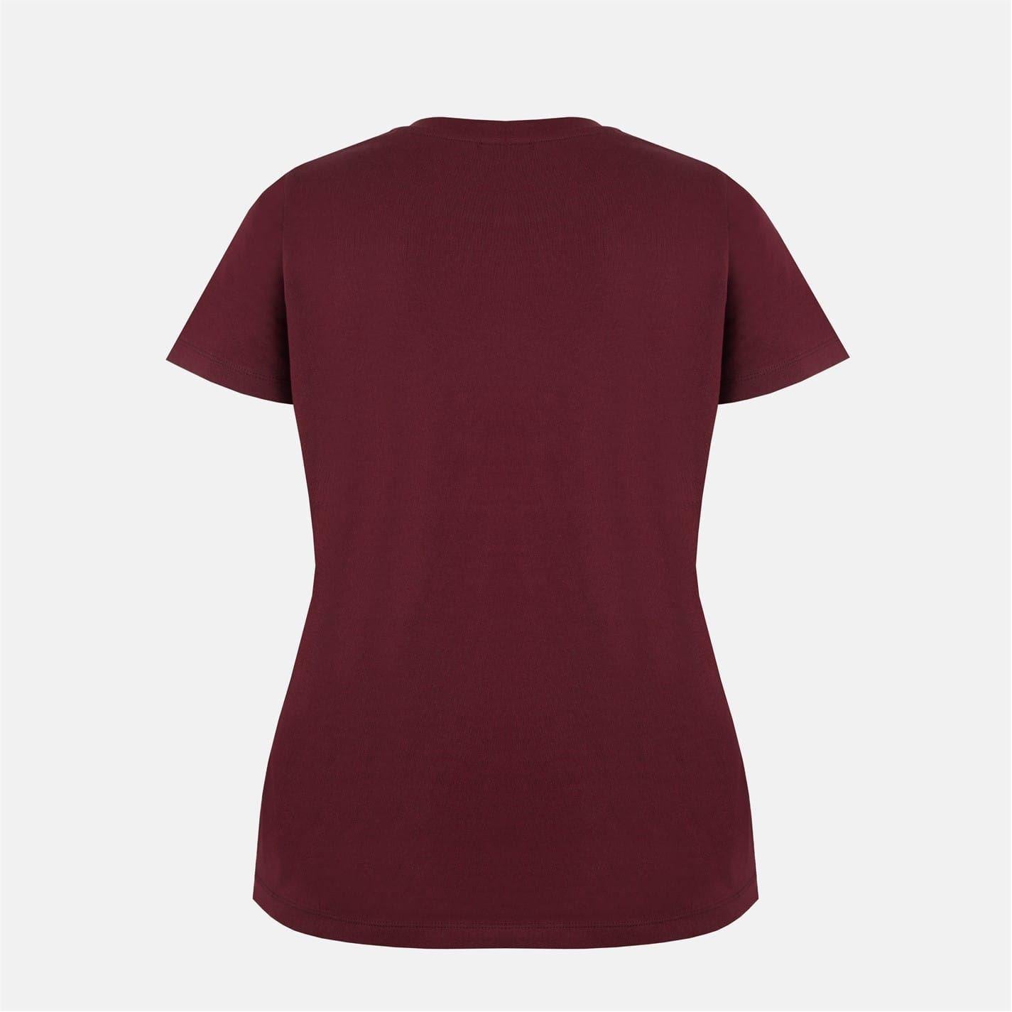 Burgundy - Back - Slazenger Womens-Ladies Plain Crew Neck Fitted T-Shirt