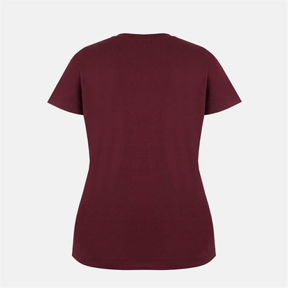 Burgundy - Back - Slazenger Womens-Ladies Plain Crew Neck Fitted T-Shirt