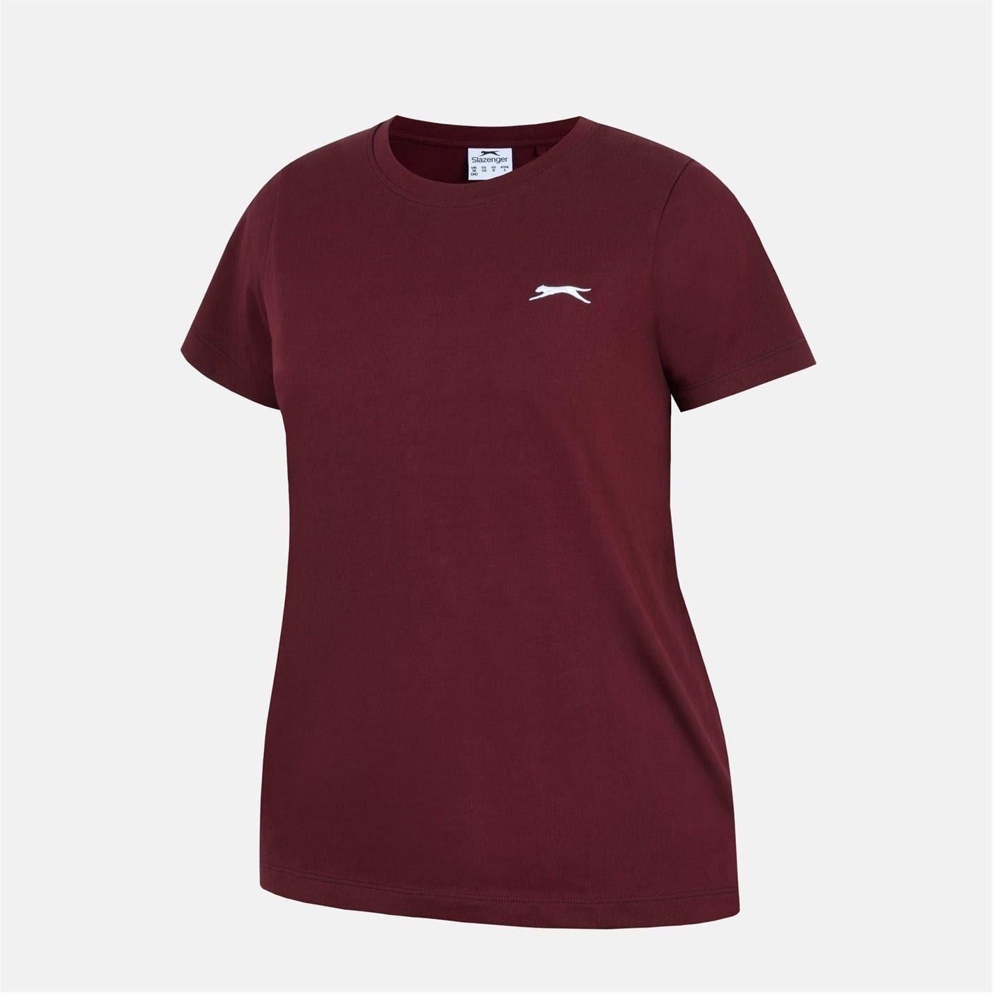 Burgundy - Side - Slazenger Womens-Ladies Plain Crew Neck Fitted T-Shirt