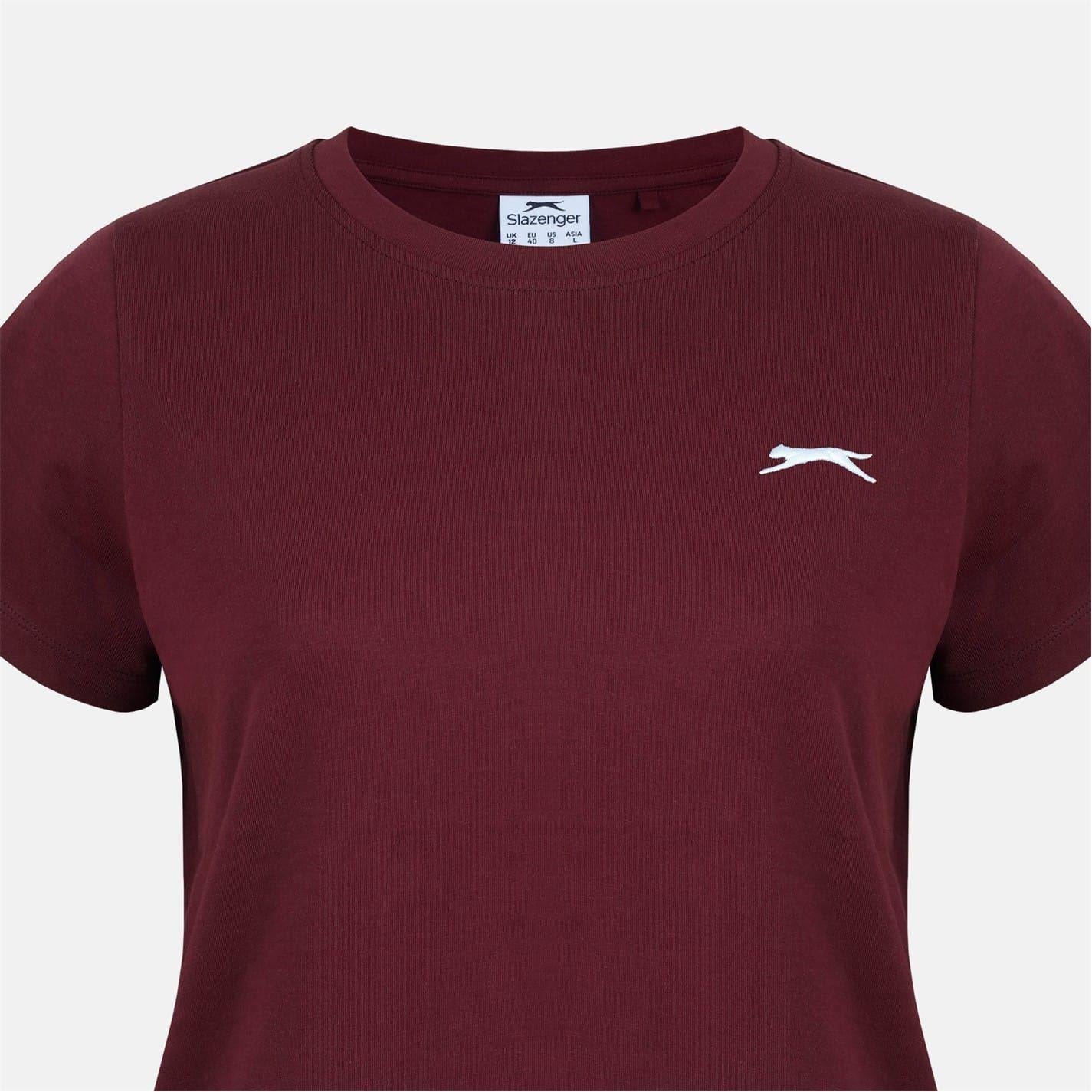 Burgundy - Lifestyle - Slazenger Womens-Ladies Plain Crew Neck Fitted T-Shirt