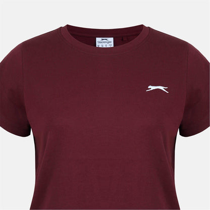 Burgundy - Lifestyle - Slazenger Womens-Ladies Plain Crew Neck Fitted T-Shirt