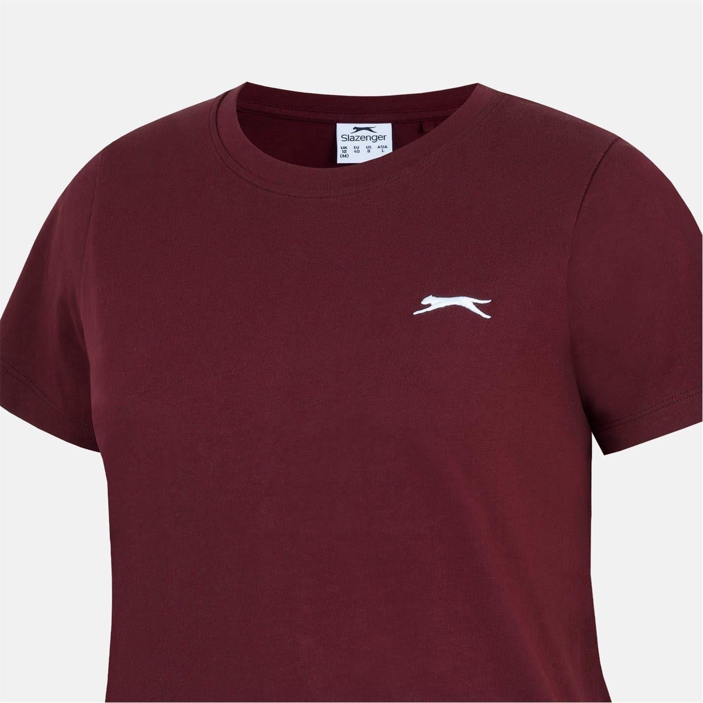 Burgundy - Pack Shot - Slazenger Womens-Ladies Plain Crew Neck Fitted T-Shirt