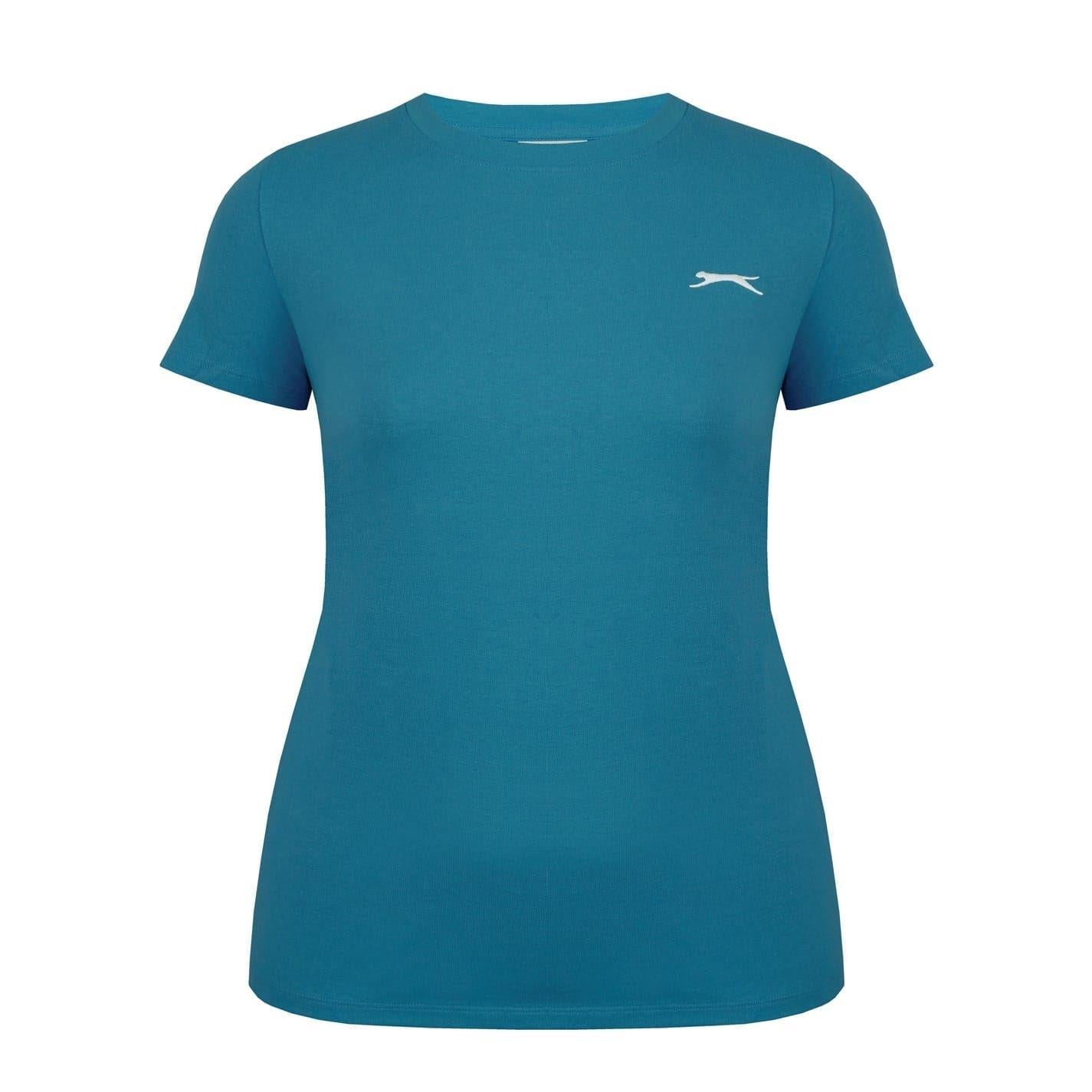 Teal - Front - Slazenger Womens-Ladies Plain Crew Neck Fitted T-Shirt