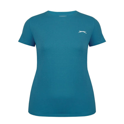 Teal - Front - Slazenger Womens-Ladies Plain Crew Neck Fitted T-Shirt