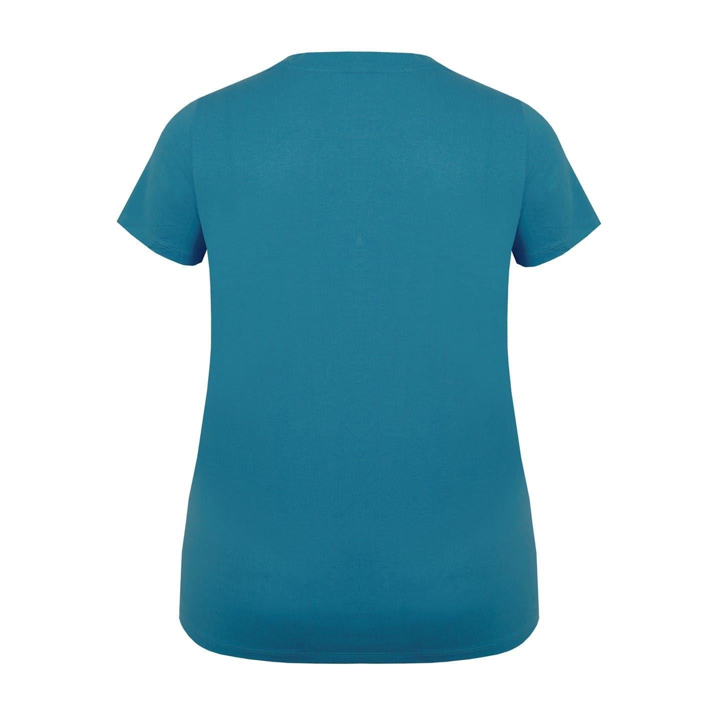 Teal - Back - Slazenger Womens-Ladies Plain Crew Neck Fitted T-Shirt
