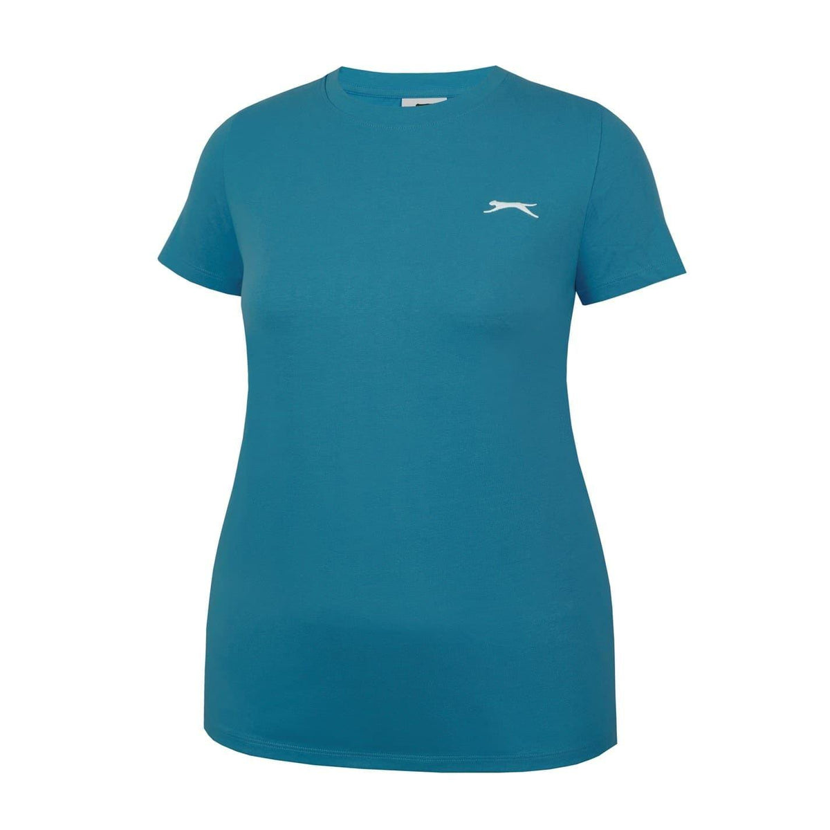 Teal - Side - Slazenger Womens-Ladies Plain Crew Neck Fitted T-Shirt