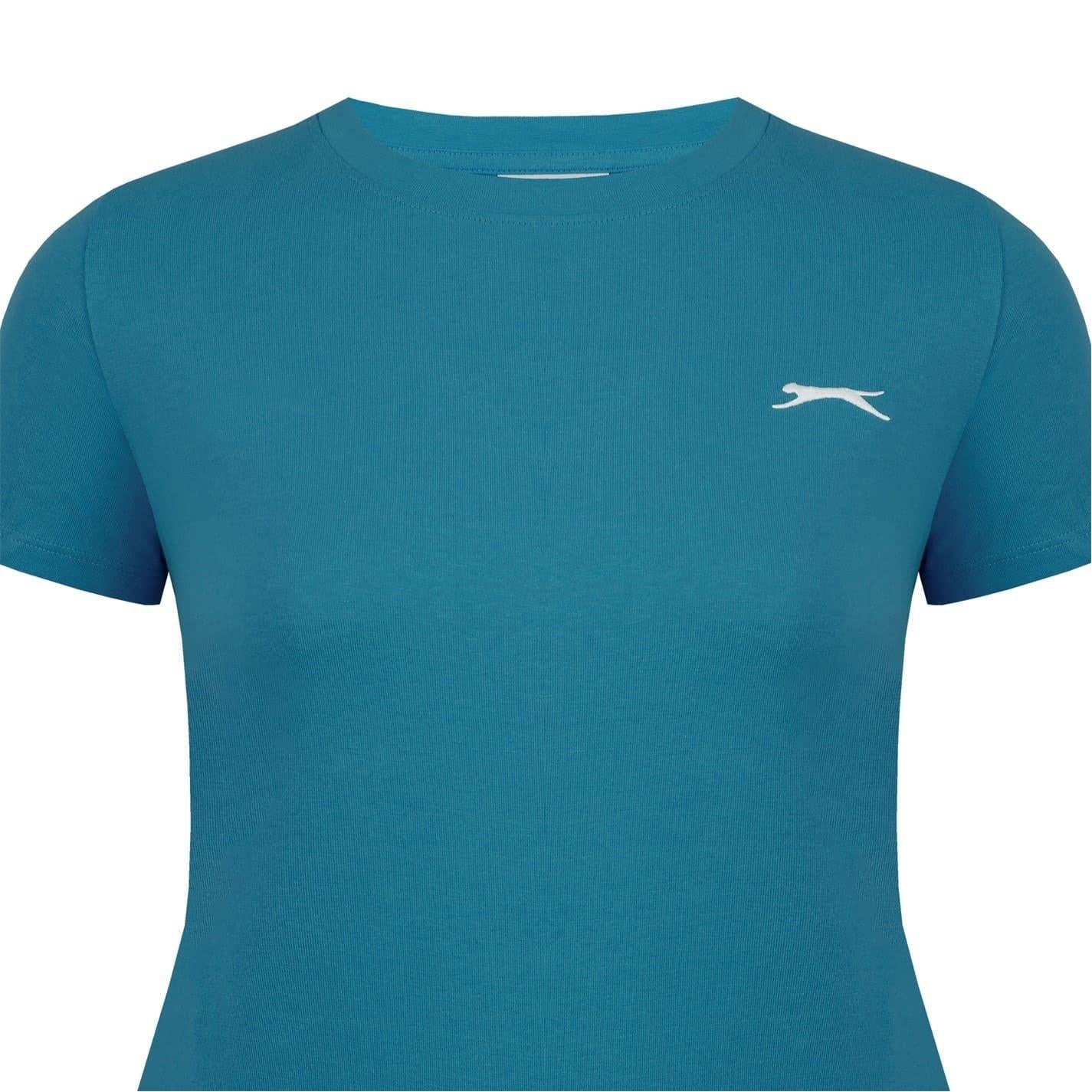 Teal - Lifestyle - Slazenger Womens-Ladies Plain Crew Neck Fitted T-Shirt