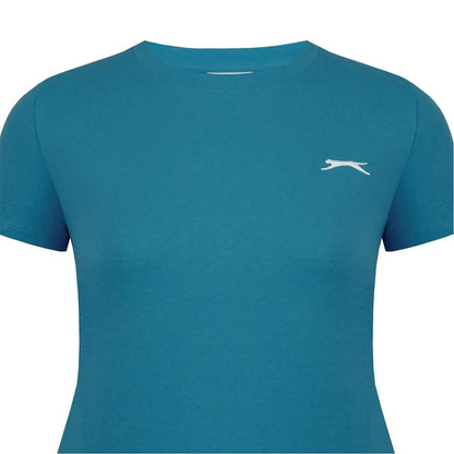 Teal - Lifestyle - Slazenger Womens-Ladies Plain Crew Neck Fitted T-Shirt