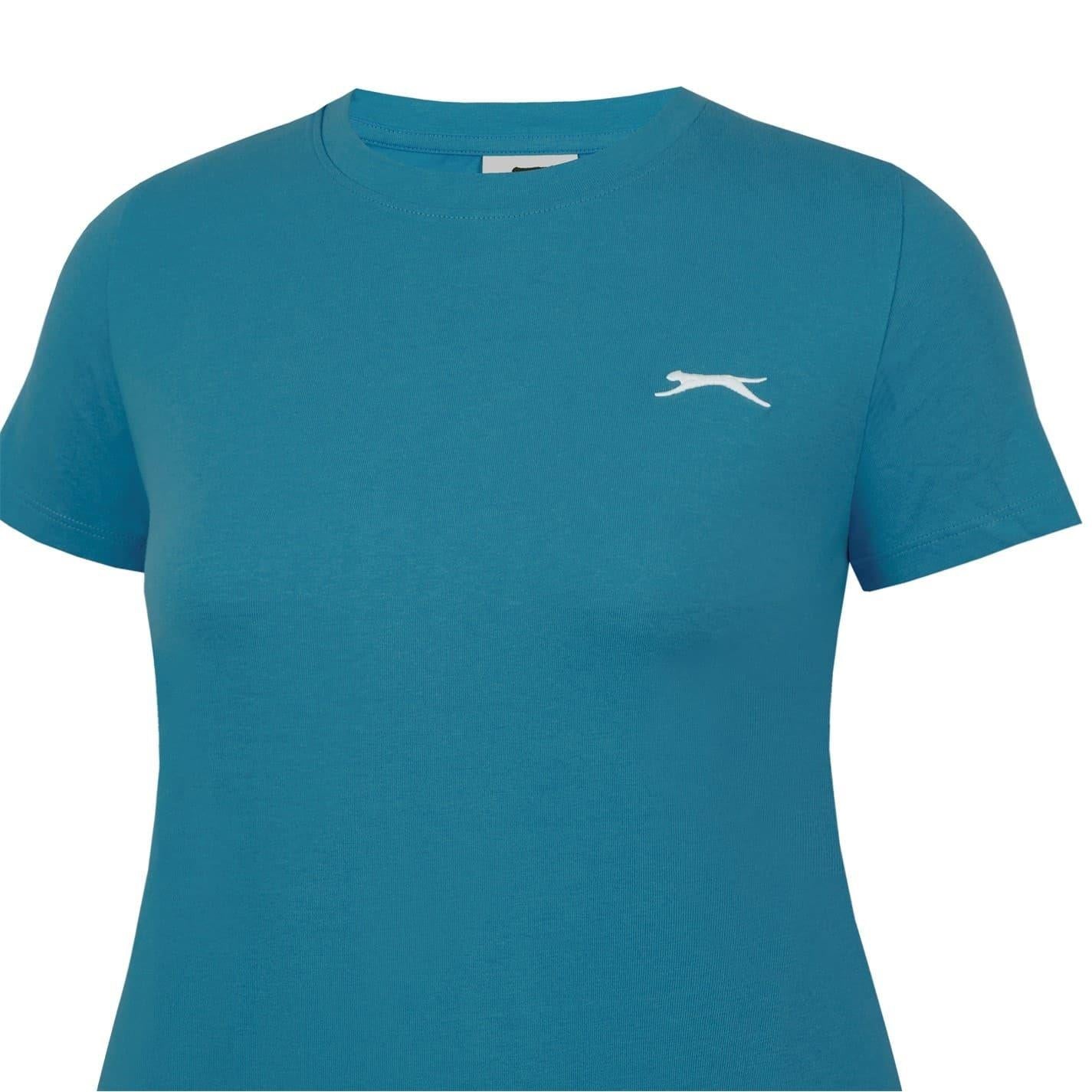 Teal - Pack Shot - Slazenger Womens-Ladies Plain Crew Neck Fitted T-Shirt