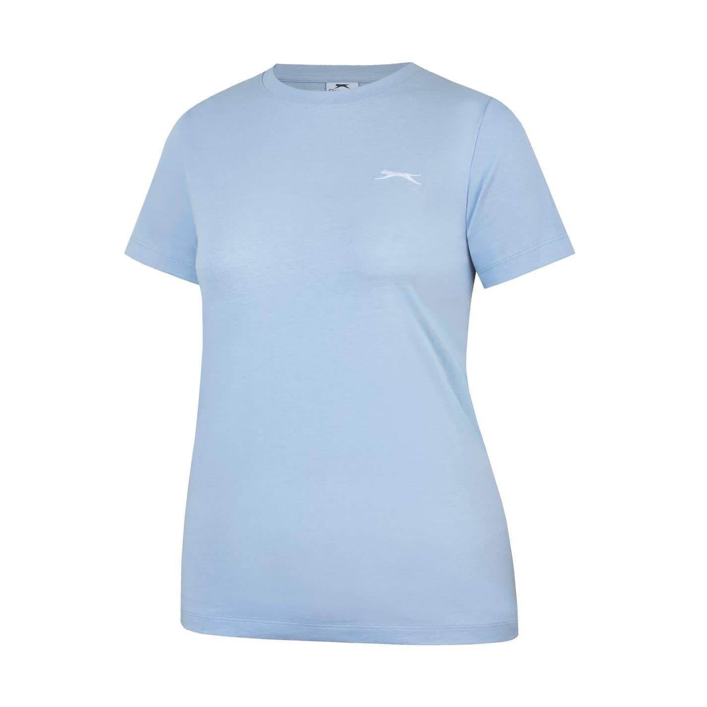 Light Blue - Side - Slazenger Womens-Ladies Plain Crew Neck Fitted T-Shirt