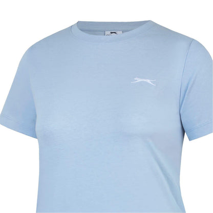 Light Blue - Pack Shot - Slazenger Womens-Ladies Plain Crew Neck Fitted T-Shirt