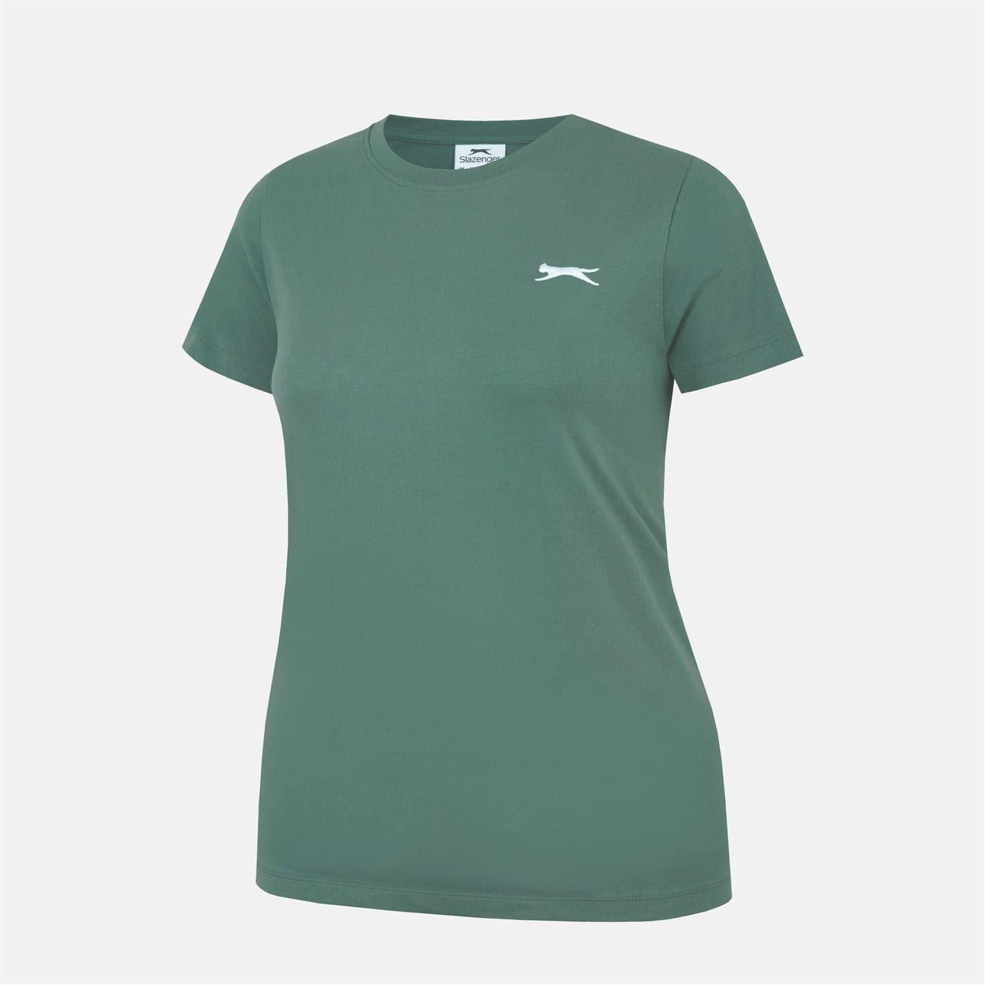 Khaki - Side - Slazenger Womens-Ladies Plain Crew Neck Fitted T-Shirt