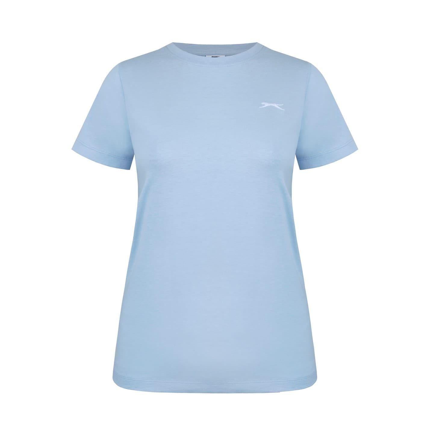 Light Blue - Front - Slazenger Womens-Ladies Plain Crew Neck Fitted T-Shirt