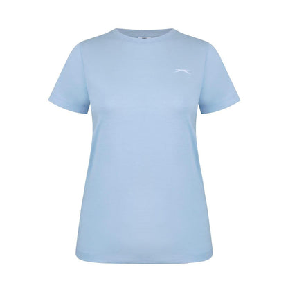 Light Blue - Front - Slazenger Womens-Ladies Plain Crew Neck Fitted T-Shirt