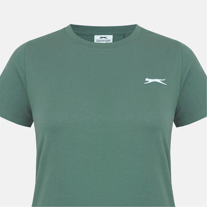 Khaki - Lifestyle - Slazenger Womens-Ladies Plain Crew Neck Fitted T-Shirt