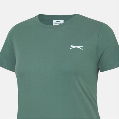Khaki - Pack Shot - Slazenger Womens-Ladies Plain Crew Neck Fitted T-Shirt