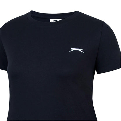Black - Pack Shot - Slazenger Womens-Ladies Plain Crew Neck Fitted T-Shirt