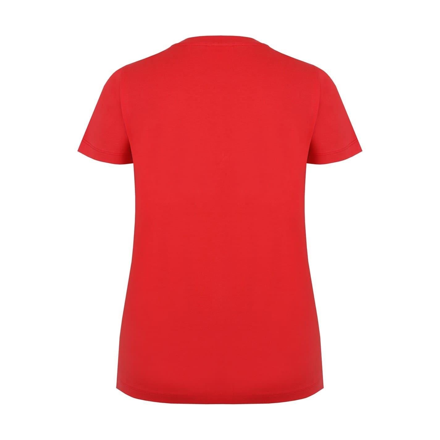 Red - Back - Slazenger Womens-Ladies Plain Crew Neck Fitted T-Shirt