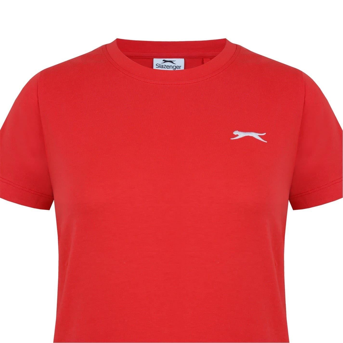 Red - Lifestyle - Slazenger Womens-Ladies Plain Crew Neck Fitted T-Shirt