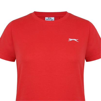 Red - Lifestyle - Slazenger Womens-Ladies Plain Crew Neck Fitted T-Shirt
