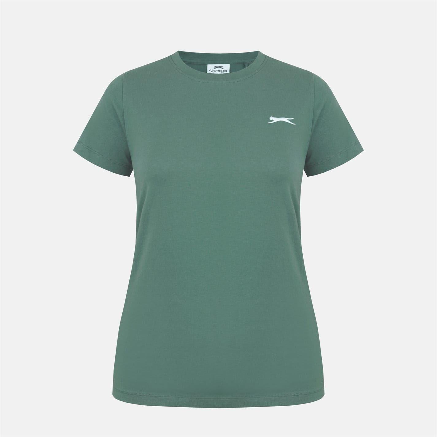 Khaki - Front - Slazenger Womens-Ladies Plain Crew Neck Fitted T-Shirt