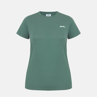 Khaki - Front - Slazenger Womens-Ladies Plain Crew Neck Fitted T-Shirt