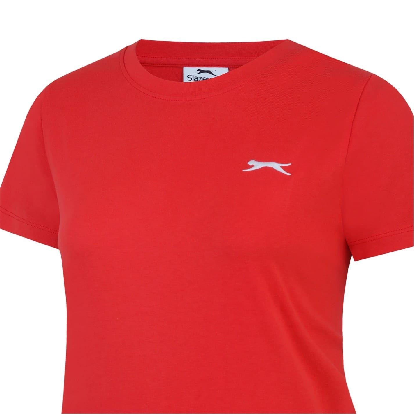 Red - Pack Shot - Slazenger Womens-Ladies Plain Crew Neck Fitted T-Shirt