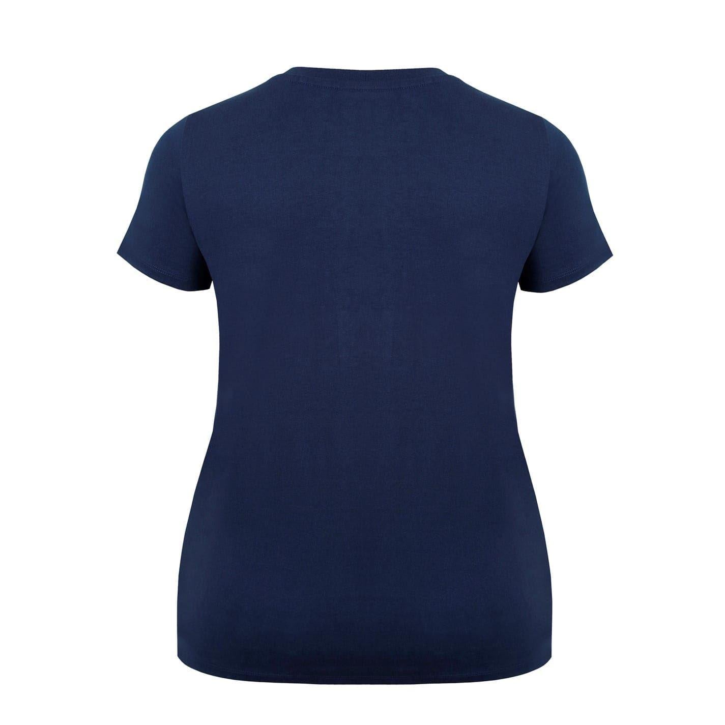 Navy - Back - Slazenger Womens-Ladies Plain Crew Neck Fitted T-Shirt