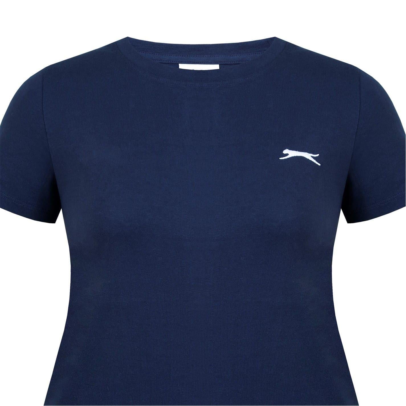 Navy - Lifestyle - Slazenger Womens-Ladies Plain Crew Neck Fitted T-Shirt