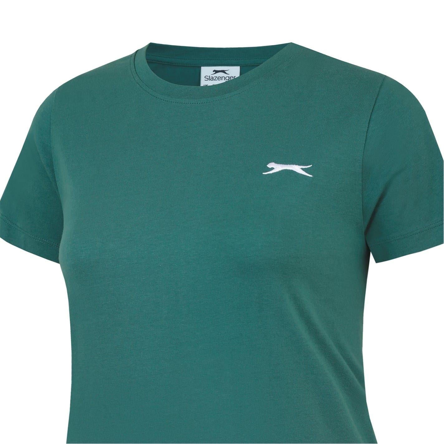 Forest Green - Pack Shot - Slazenger Womens-Ladies Plain Crew Neck Fitted T-Shirt