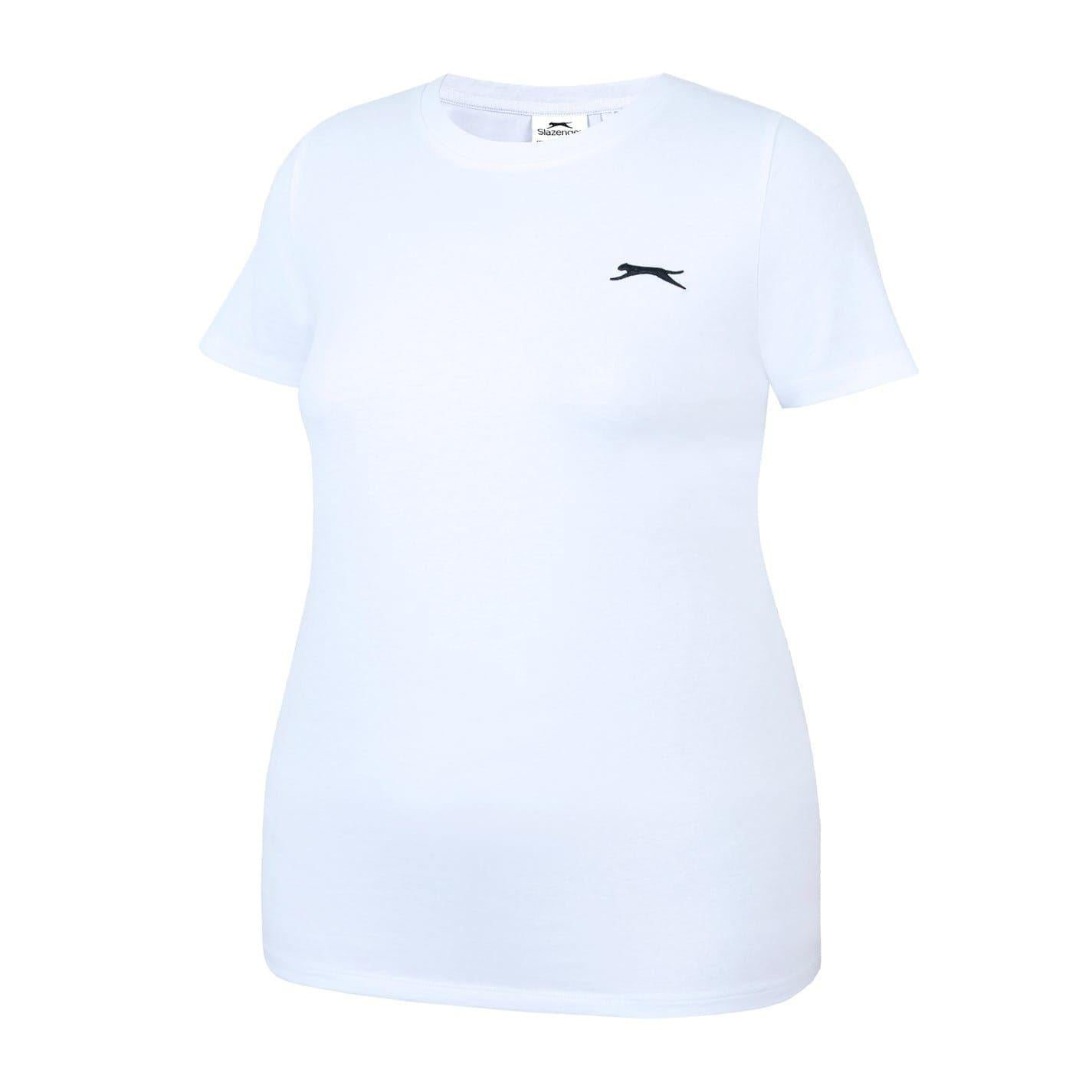 White - Side - Slazenger Womens-Ladies Plain Crew Neck Fitted T-Shirt