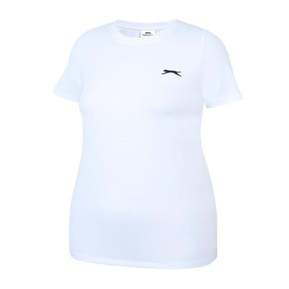 White - Side - Slazenger Womens-Ladies Plain Crew Neck Fitted T-Shirt