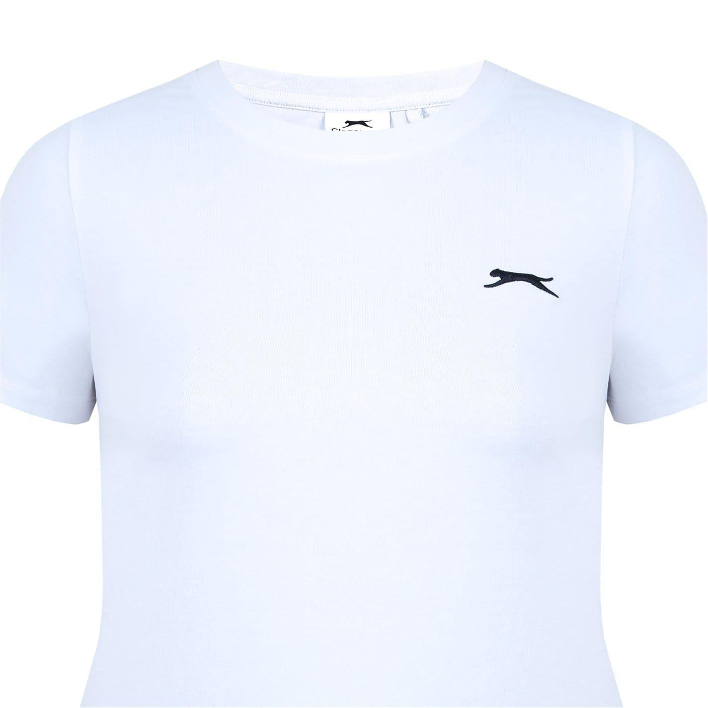 White - Lifestyle - Slazenger Womens-Ladies Plain Crew Neck Fitted T-Shirt