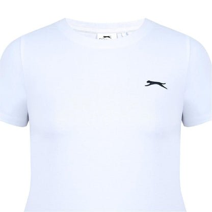 White - Lifestyle - Slazenger Womens-Ladies Plain Crew Neck Fitted T-Shirt