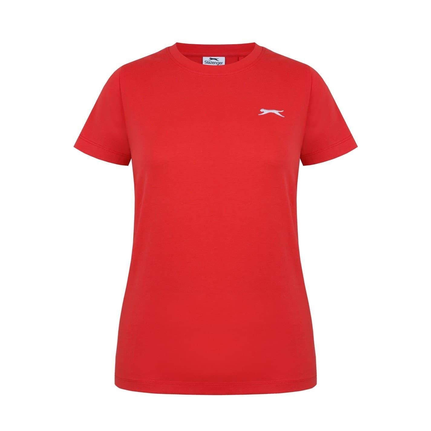 Red - Front - Slazenger Womens-Ladies Plain Crew Neck Fitted T-Shirt