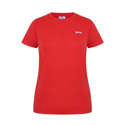 Red - Front - Slazenger Womens-Ladies Plain Crew Neck Fitted T-Shirt