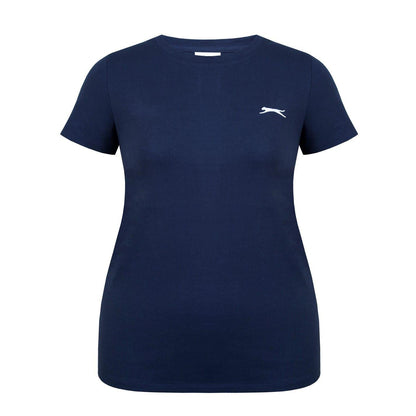 Navy - Front - Slazenger Womens-Ladies Plain Crew Neck Fitted T-Shirt