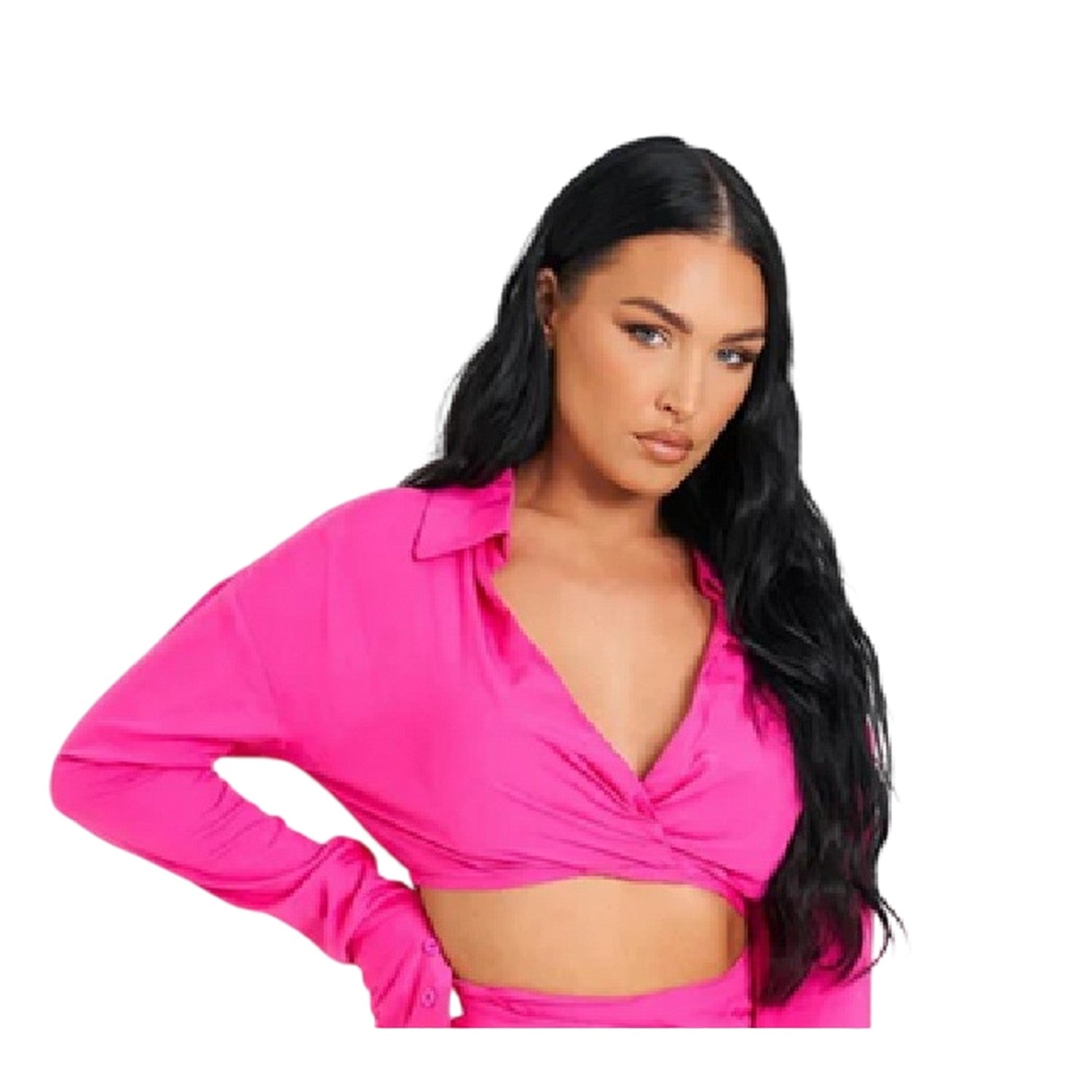Pink - Front - Missy Empire Womens-Ladies Twist Slim Crop Top