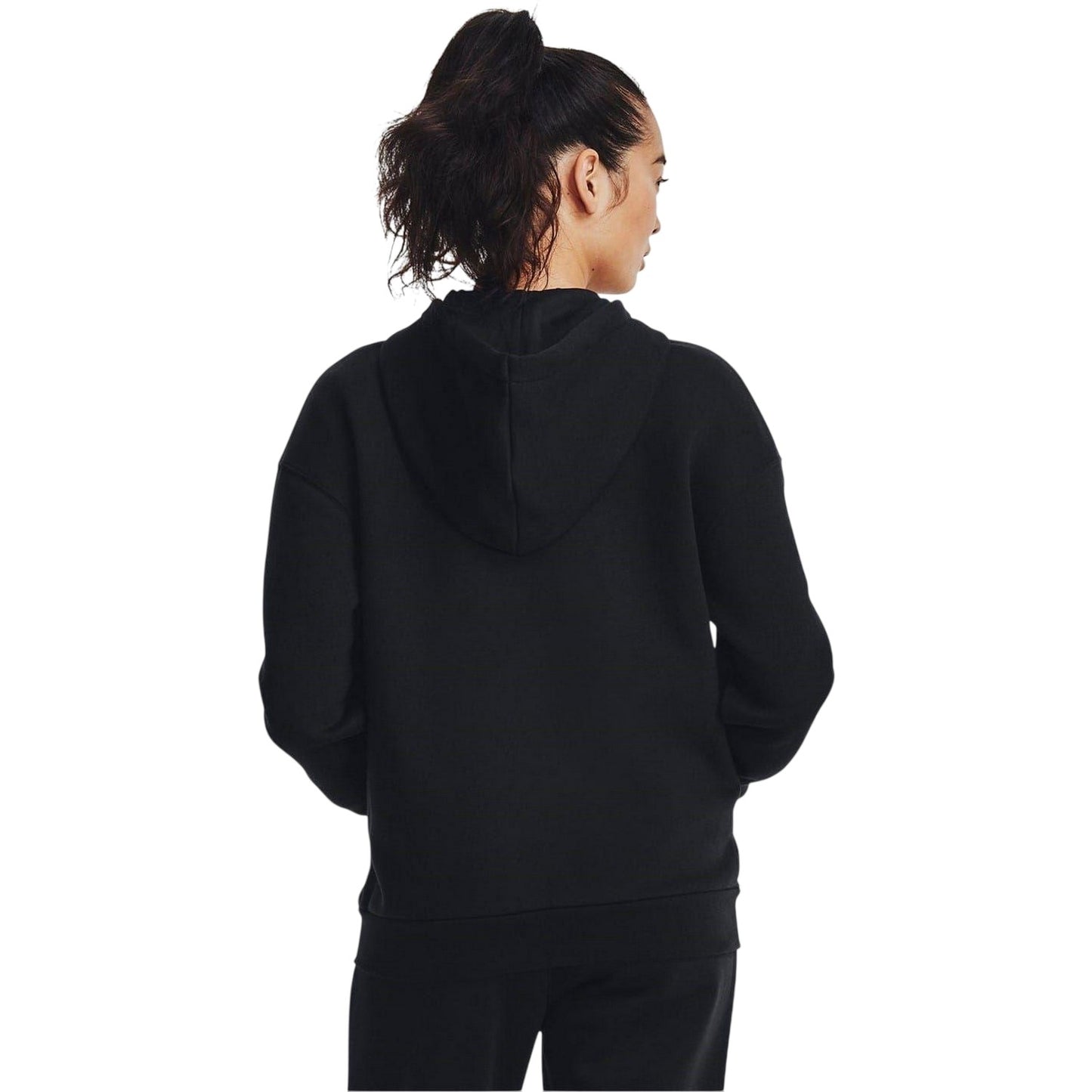 Black - Lifestyle - Under Armour Womens-Ladies Essential Drop Sleeve Full Zip Hoodie