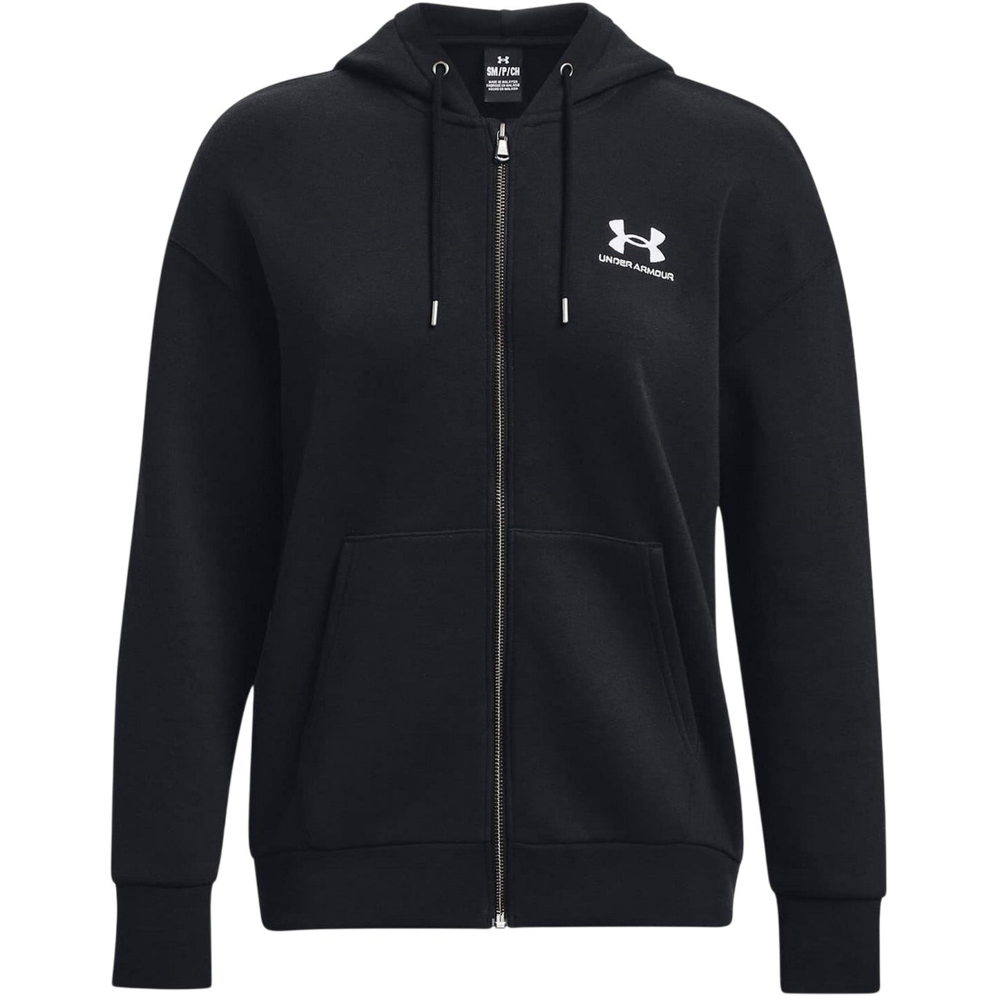 Black - Front - Under Armour Womens-Ladies Essential Drop Sleeve Full Zip Hoodie