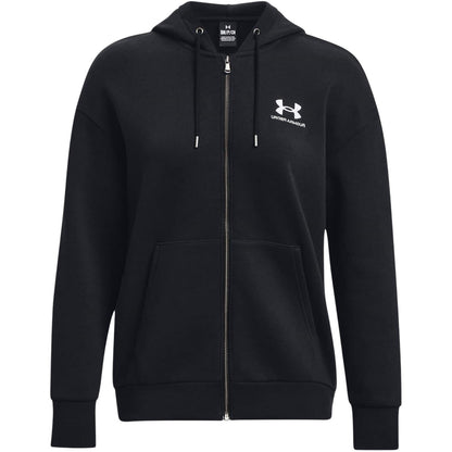 Black - Front - Under Armour Womens-Ladies Essential Drop Sleeve Full Zip Hoodie