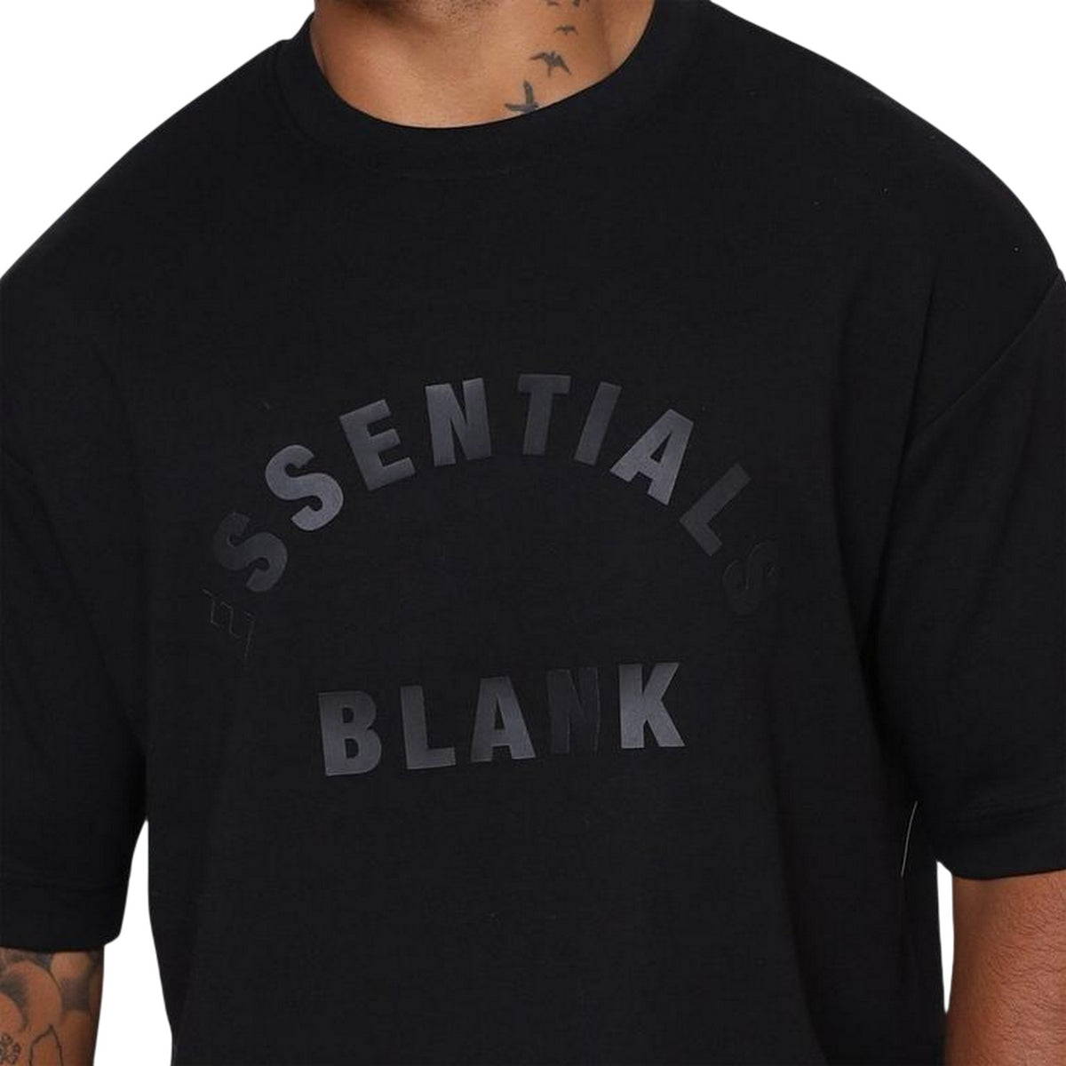 Black - Side - Blank Essentials Mens Arch Crew Neck T-Shirt