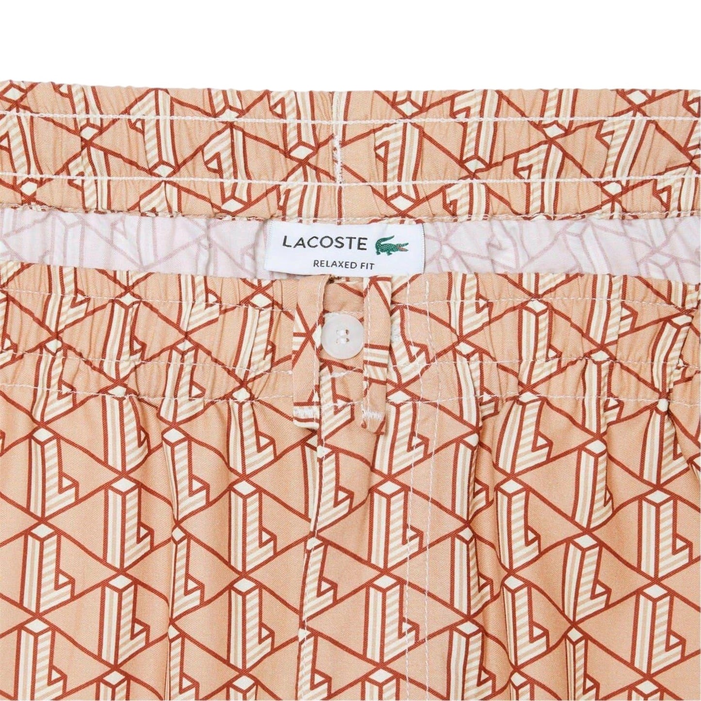 Latte - Back - Lacoste Mens Geometric Pattern Shorts